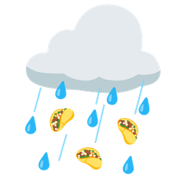 cloud with rain and taco