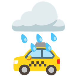 cloud with rain and taxi