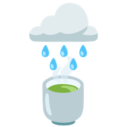 cloud with rain and teacup without handle