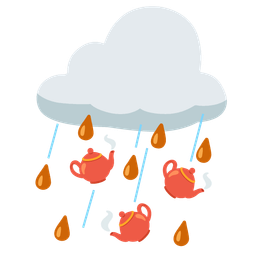 cloud with rain and teapot