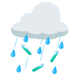 cloud with rain and test tube