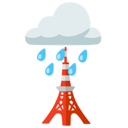 cloud with rain and Tokyo tower