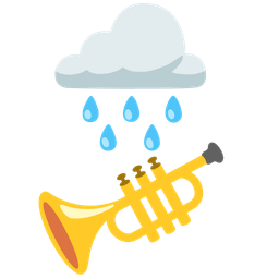 cloud with rain and trumpet