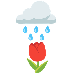 cloud with rain and tulip