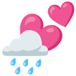cloud with rain and two hearts