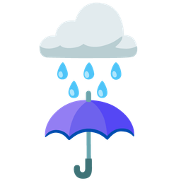 cloud with rain and umbrella