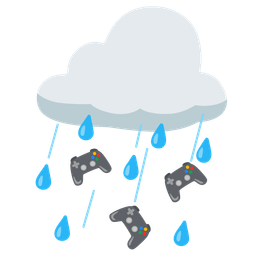 cloud with rain and video game