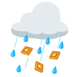 cloud with rain and waffle