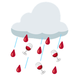 cloud with rain and wine glass