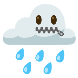 Cloud with rain and Zipper-mouth face