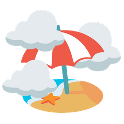 cloud and beach with umbrella