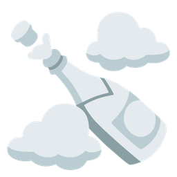 cloud and bottle with popping cork