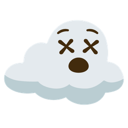 cloud and face with crossed-out eyes