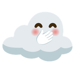 cloud and face with hand over mouth