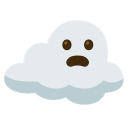 cloud and frowning face with open mouth