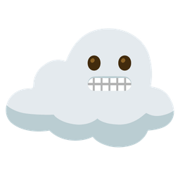 cloud and grimacing face