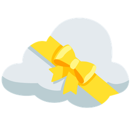 cloud and heart with ribbon