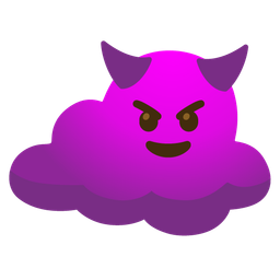 cloud and smiling face with horns