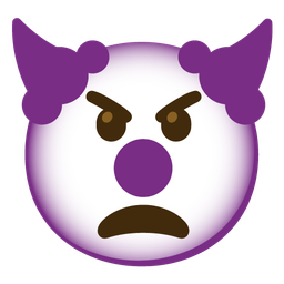 clown face and angry face with horns