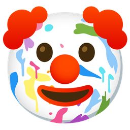 clown face and artist palette