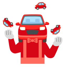 clown face and automobile