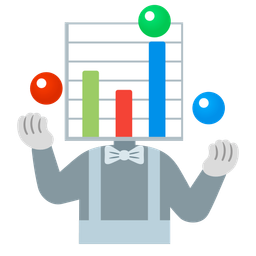 clown face and bar chart