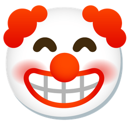 Clown face and Beaming face with smiling eyes