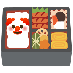 clown face and bento box