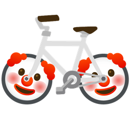 clown face and bicycle