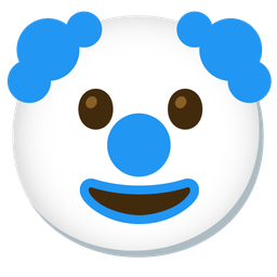 clown face and blue heart