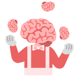 clown face and brain