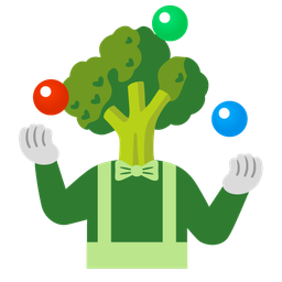 clown face and broccoli