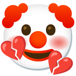 clown face and broken heart