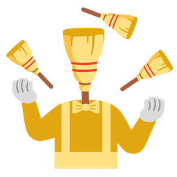 clown face and broom