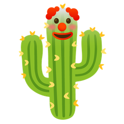 clown face and cactus
