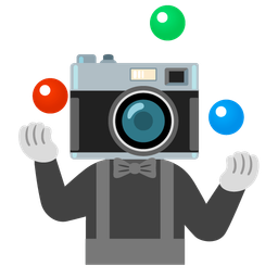 clown face and camera