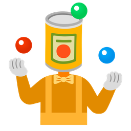 clown face and canned food