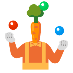 clown face and carrot