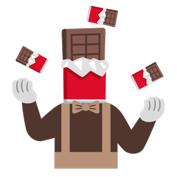 clown face and chocolate bar