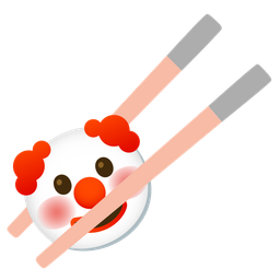 clown face and chopsticks