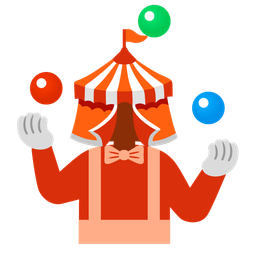 clown face and circus tent