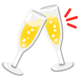 clown face and clinking glasses