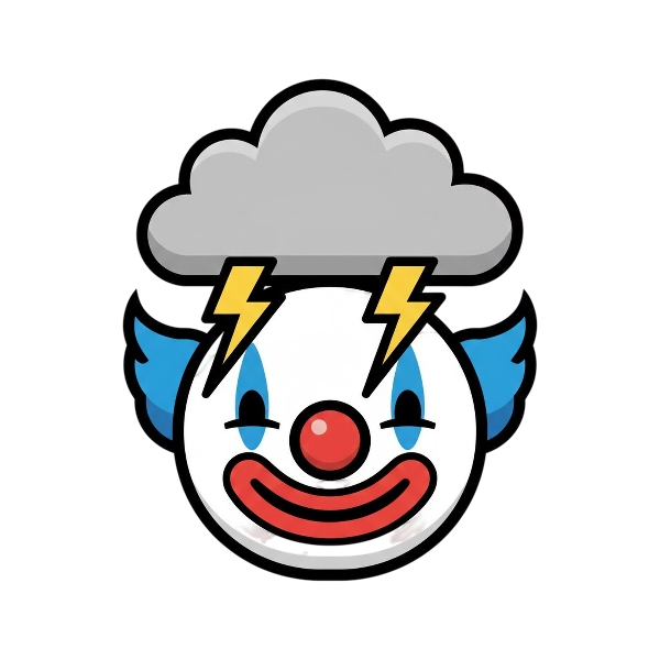 Clown face and Cloud with lightning