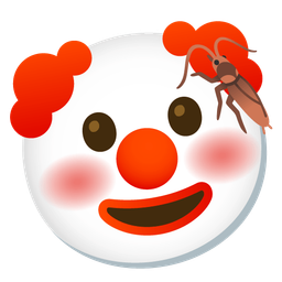 clown face and cockroach