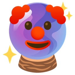 clown face and crystal ball