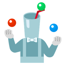 clown face and cup with straw