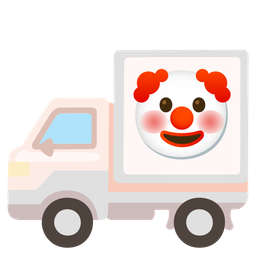 clown face and delivery truck