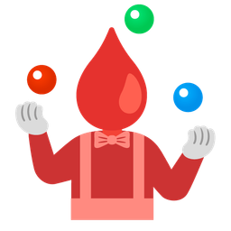 clown face and drop of blood