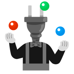 clown face and electric plug