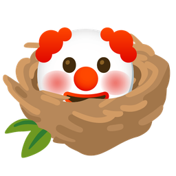 clown face and empty nest